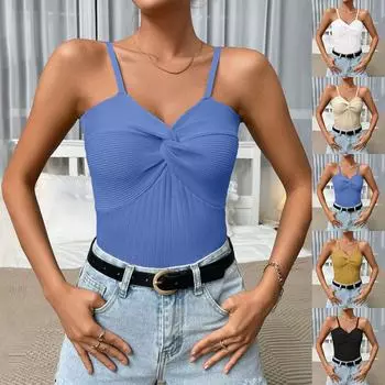 Женские модные повседневные топы, однотонные рубашки без рукавов, пуловеры, футболки, жилет S синий
