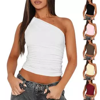 Женские модные повседневные топы, однотонные рубашки без рукавов, пуловеры, футболки M винный