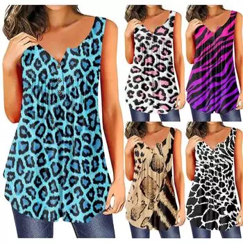 Женские модные повседневные топы, рубашки без рукавов с принтом, пуловеры, футболки XXL синий