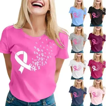 Женские модные повседневные топы с короткими рукавами и круглым вырезом, плиссированные топы с короткими рукавами и принтом M