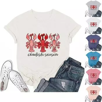 Женские модные повседневные топы с короткими рукавами и круглым вырезом, плиссированные топы с короткими рукавами и принтом XXXL