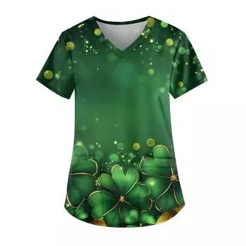 Женские модные повседневные топы с v-образным вырезом и защитная спецодежда с принтом L армия зеленый