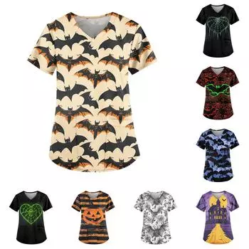 Женские модные повседневные топы с v-образным вырезом и защитная спецодежда с принтом XXL бежевый