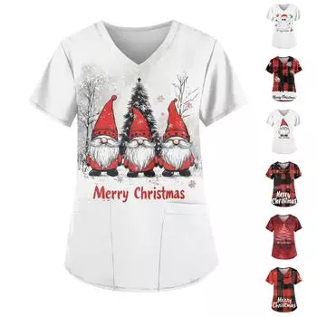 Женские модные повседневные топы с v-образным вырезом и защитная спецодежда с принтом L чёрный