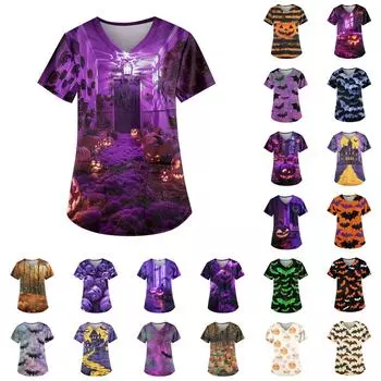 Женские модные повседневные топы с v-образным вырезом и защитная спецодежда с принтом L