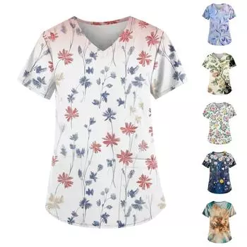 Женские модные повседневные топы с v-образным вырезом и защитная спецодежда с принтом L армия зеленый