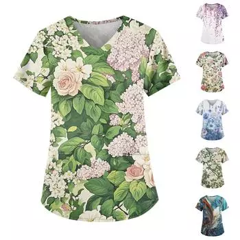 Женские модные повседневные топы с v-образным вырезом и защитная спецодежда с принтом L армия зеленый