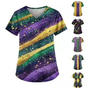 Женские модные повседневные топы с v-образным вырезом и защитная спецодежда с принтом XXXXL