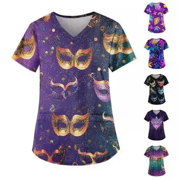 Женские модные повседневные топы с v-образным вырезом и защитная спецодежда с принтом L золотой