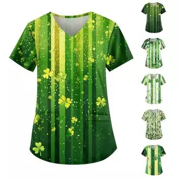 Женские модные повседневные топы с v-образным вырезом и защитная спецодежда с принтом L армия зеленый