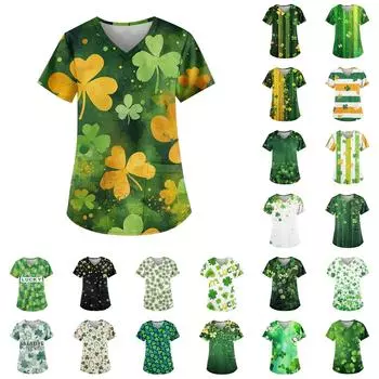 Женские модные повседневные топы с v-образным вырезом и защитная спецодежда с принтом L армия зеленый