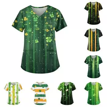 Женские модные повседневные топы с v-образным вырезом и защитная спецодежда с принтом L армия зеленый