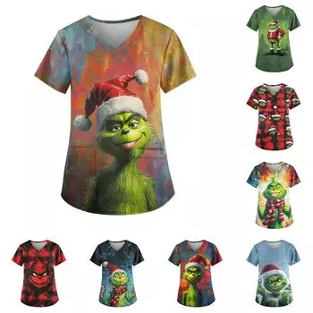 Женские модные повседневные топы с v-образным вырезом и защитная спецодежда с принтом L армия зеленый