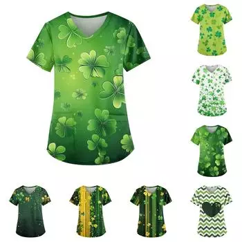 Женские модные повседневные топы с v-образным вырезом и защитная спецодежда с принтом L армия зеленый