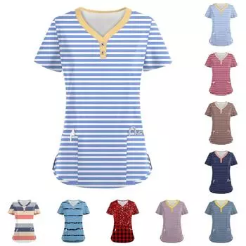 Женские модные повседневные топы с V-образным вырезом и полосатым принтом, топы для кормящих мам, топы-халаты для женщин, 2 кармана XL