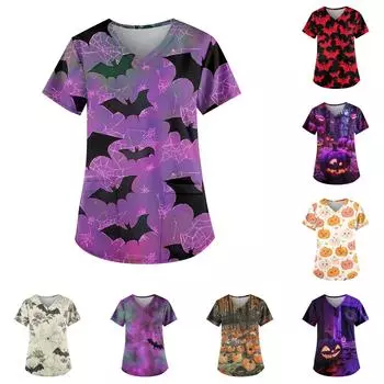 Женские модные повседневные топы с v-образным вырезом и защитная спецодежда с принтом XXXXXL