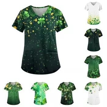 Женские модные повседневные топы с v-образным вырезом и защитная спецодежда с принтом XXXXXL