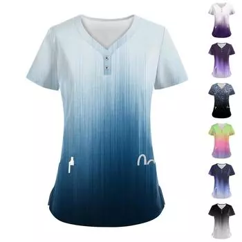 Женские модные повседневные топы с V-образным вырезом и градиентным принтом, топы для кормящих мам, топы-халаты для женщин, 2 кармана XXXXXL чёрный