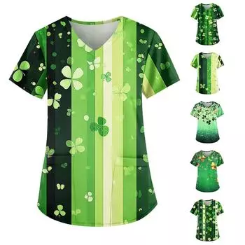 Женские модные повседневные топы с v-образным вырезом и защитная спецодежда с принтом XL