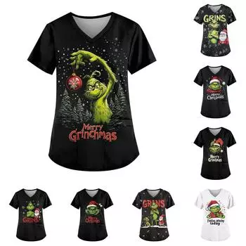 Женские модные повседневные топы с v-образным вырезом и защитная спецодежда с принтом L