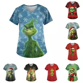 Женские модные повседневные топы с v-образным вырезом и защитная спецодежда с принтом L