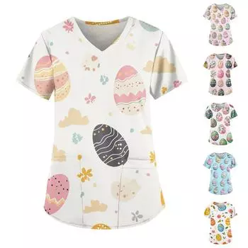 Женские модные повседневные топы с v-образным вырезом и защитная спецодежда с принтом XL розовый