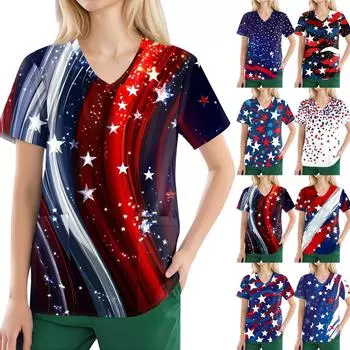 Женские модные повседневные топы с v-образным вырезом и защитная спецодежда с принтом XXXL