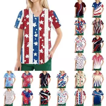 Женские модные повседневные топы с v-образным вырезом и защитная спецодежда с принтом XXXXL синий