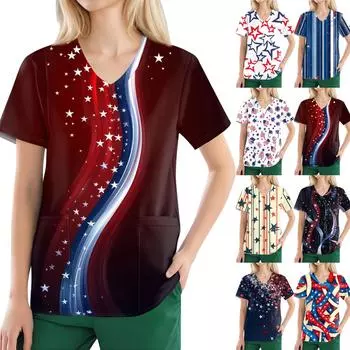 Женские модные повседневные топы с v-образным вырезом и защитная спецодежда с принтом M белый