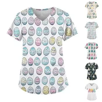 Женские модные повседневные топы с v-образным вырезом и защитная спецодежда с принтом XXL