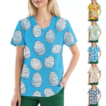 Женские модные повседневные топы с v-образным вырезом и защитная спецодежда с принтом XXXL