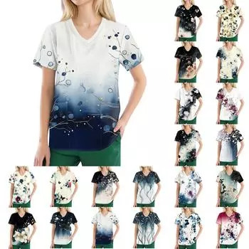 Женские модные повседневные топы с v-образным вырезом и защитная спецодежда с принтом XXL