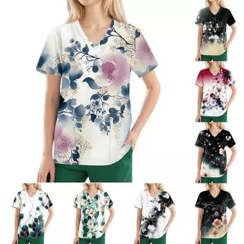 Женские модные повседневные топы с v-образным вырезом и защитная спецодежда с принтом XL белый