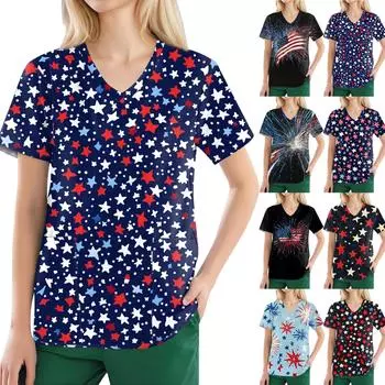 Женские модные повседневные топы с v-образным вырезом и защитная спецодежда с принтом S чёрный