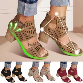 Женские модные повседневные туфли на высоком каблуке с открытым носком и пряжкой, сандалии 37 чёрный