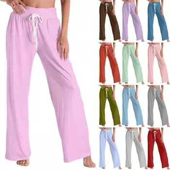 Женские модные повседневные удобные пижамные штаны, однотонные, с принтом, на шнурке, широкие брюки L армия зеленый