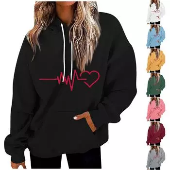 Женские модные повседневные универсальные повседневные толстовки с круглым вырезом, топы с длинными рукавами и принтом L чёрный