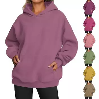 Женские модные повседневные универсальные повседневные толстовки с круглым вырезом, однотонные топы с длинными рукавами XXL коричневый