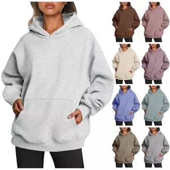 Женские модные повседневные универсальные повседневные толстовки с круглым вырезом, однотонные топы с длинными рукавами L бежевый