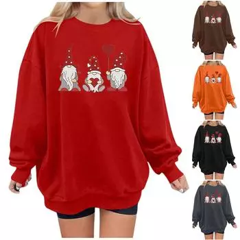 Женские модные повседневные универсальные повседневные толстовки с длинным рукавом и принтом, верхние толстовки XXL коричневый