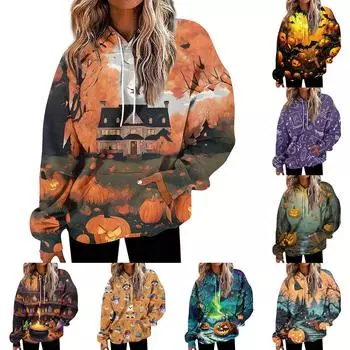 Женские модные повседневные универсальные повседневные толстовки с круглым вырезом, топы с длинными рукавами и принтом L фиолетовый