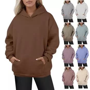 Женские модные повседневные универсальные повседневные толстовки с круглым вырезом, однотонные топы с длинными рукавами M хаки
