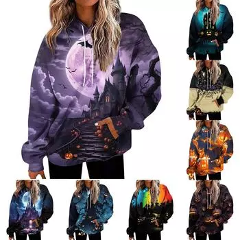 Женские модные повседневные универсальные повседневные толстовки с круглым вырезом, топы с длинными рукавами и принтом L