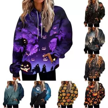 Женские модные повседневные универсальные повседневные толстовки с круглым вырезом, топы с длинными рукавами и принтом XL синий