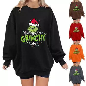 Женские модные повседневные универсальные повседневные толстовки с длинным рукавом и принтом, верхние толстовки XXL чёрный