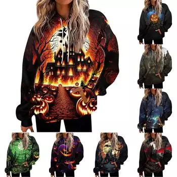 Женские модные повседневные универсальные повседневные толстовки с круглым вырезом, топы с длинными рукавами и принтом XL