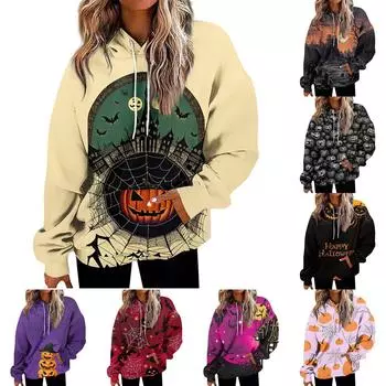 Женские модные повседневные универсальные повседневные толстовки с круглым вырезом, топы с длинными рукавами и принтом S чёрный