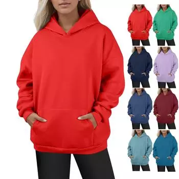 Женские модные повседневные универсальные повседневные толстовки с круглым вырезом, однотонные топы с длинными рукавами XXXL
