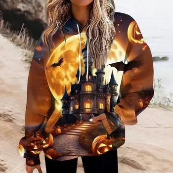 Женские модные повседневные универсальные повседневные толстовки с круглым вырезом, топы с длинными рукавами и принтом XL