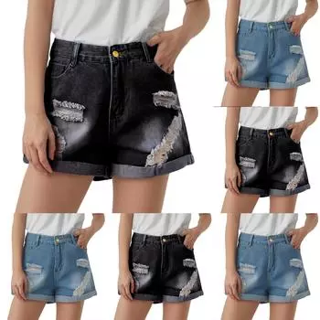 Женские модные повседневные универсальные винтажные широкие джинсы L чёрный